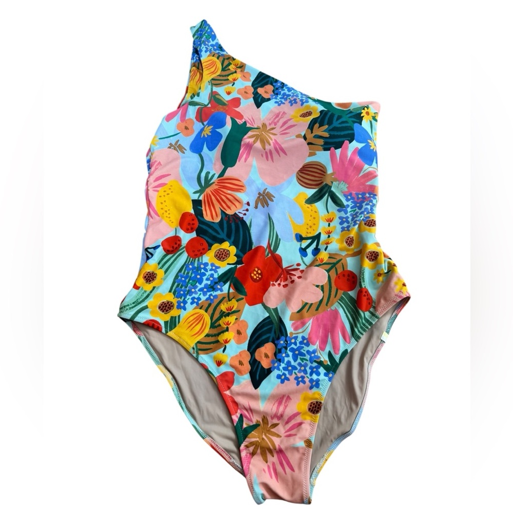 summersalt One-Shoulder Floral One-Piece Swimsuit in Pink, Green, Orange, Blue - Picture 2 of 4